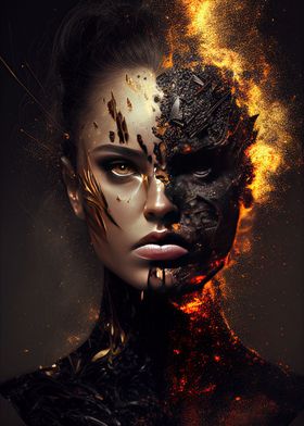 Burning Woman burnt face