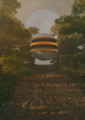 Orange Ball 3D Surrealism 