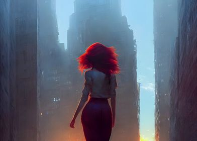 girl and city