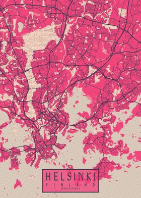 Helsinki City Map Blossom