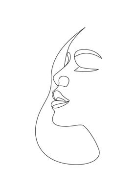 Peaceful girl face lineart