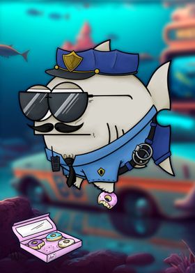 Retro Fish Cop Mustache Ed