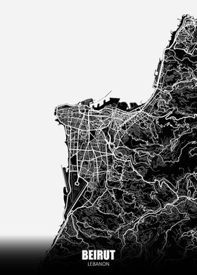 Beirut Lebanon Dark Map