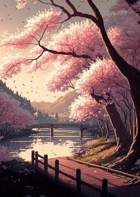 Cherry Blossom Sakura Lake