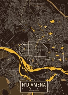 NDjamena City Map Pastel