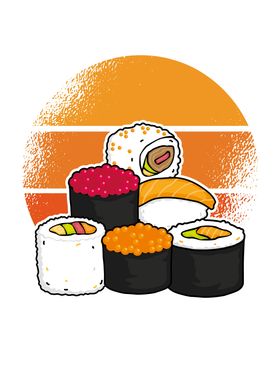 Sushi white aesthetic retr