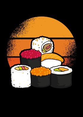 Sushi aesthetic retro sun