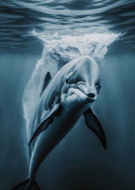 Dolphin under Water Poster