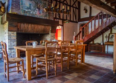 Dining room and fireplace