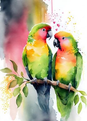 Romantic Parrot Couple