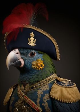 Parrot in Military Uniform