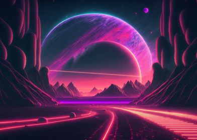 Synthwave Moonset