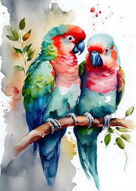 Romantic Parrot Couple