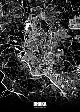 Dhaka Bangladesh Dark Map