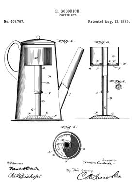 Coffee pot patent 1889