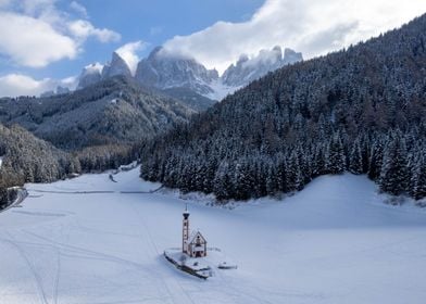 Val di Funes in winter