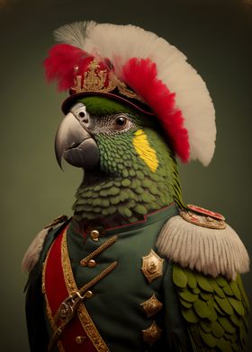 Parrot in Military Uniform