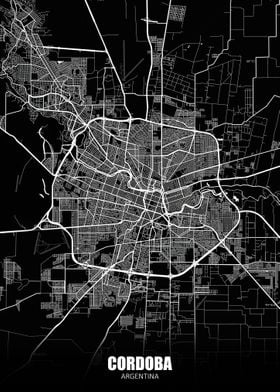 Cordoba Argentina Dark Map