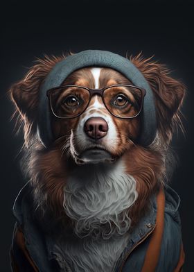 Hipster Dog in Clothes