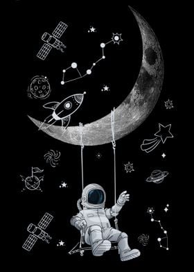 Moon Swing Astronaut Stars