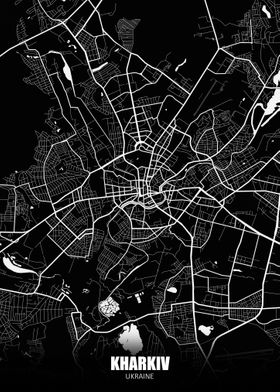 Kharkiv Ukraine Dark Map