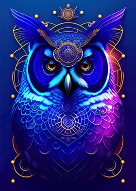 Colorful Steampunk Owl
