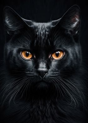 black cat looking poster