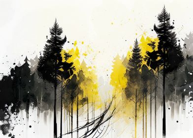 Abstract Forest Watercolor