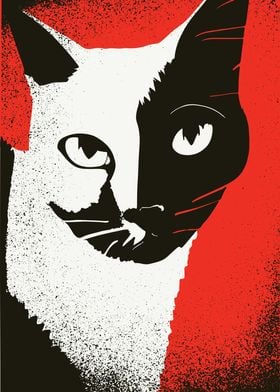 Black and White Cat Poster