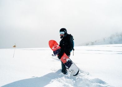 Skier snow walk