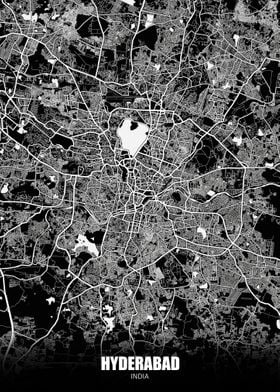 Hyderabad India Dark Map