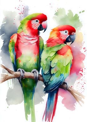 Romantic Parrot Couple