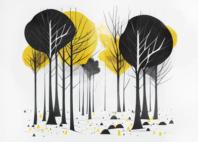 Abstract Forest Yellow