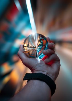 Lensball colorful tunnel