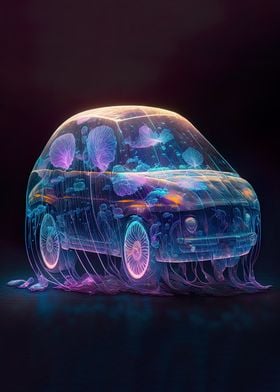 Car with glowing jellyfish
