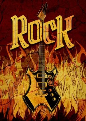 Guitar and Fire Rock Music