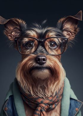 Hipster Dog in Clothes