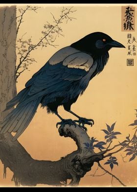 Japanese Crow WoodBlock