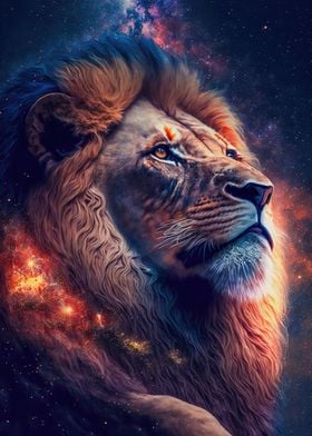 Cosmic Lion Poster