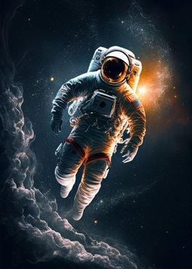 Astronaut floting in space