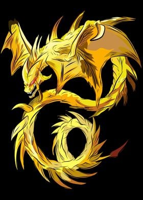 Gold dragon in vector