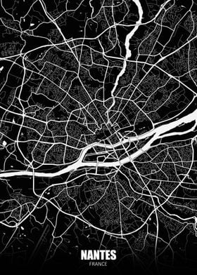 Nantes France Dark Map