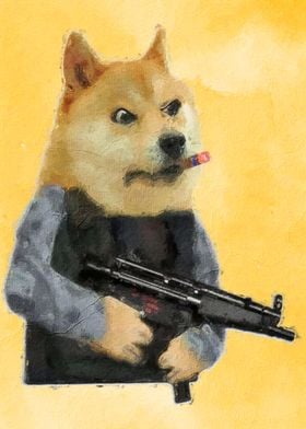 doge with gun