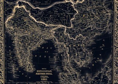  China vintage glowing map