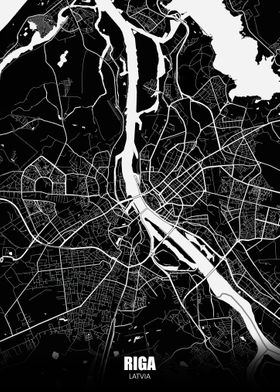 Riga Latvia Dark Map