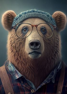 Hipster Bear in Clothes