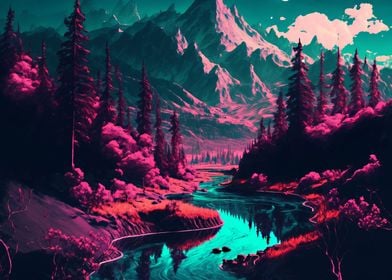 synth wave landscape