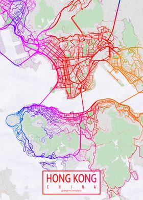 Hong Kong Map Colorful