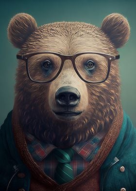 Hipster Bear in Clothes