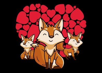 Fox Cute Hearts